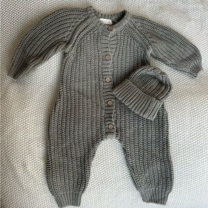 Chunky Knit Jumpsuit and Beanie